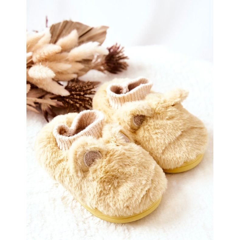 Warm Slippers With Ribbed Yellow Dessi beige 1