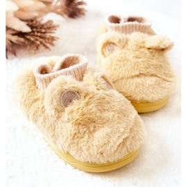 Warm Slippers With Ribbed Yellow Dessi beige 2