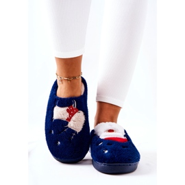 WJ1 Christmas slippers Santa Claus and navy blue reindeer 2