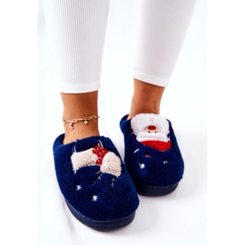 WJ1 Christmas slippers Santa Claus and navy blue reindeer 1 WJ1 Christmas slippers Santa Claus and navy blue reindeer 1