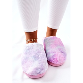 Multicolored Fur Warm Slippers pink 1