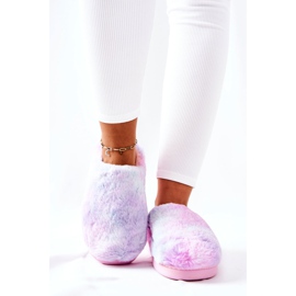 Multicolored Fur Warm Slippers pink 2