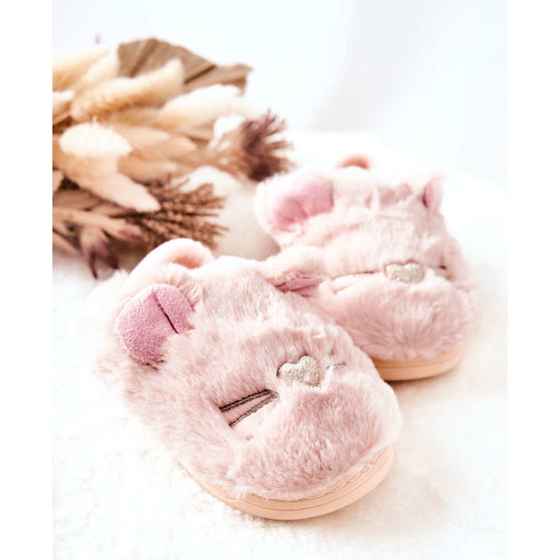 WJ1 Children's Slippers Kittens With Ears Light Pink Tammy 2