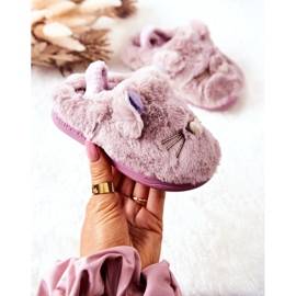 WJ1 Children's Slippers Kittens With Violet Ears Tammy purple 1
