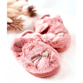 WJ1 Children's Slippers Kittens With Pink Tammy Ears 2