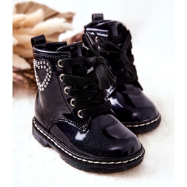 WT1 Children's Lacquered Boots Shiny Navy Blue 2
