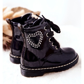WT1 Children's Lacquered Boots Shiny Navy Blue 1