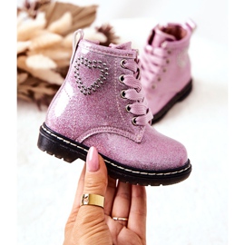 WT1 Children's Lacquered Shiny Pink Booties 2