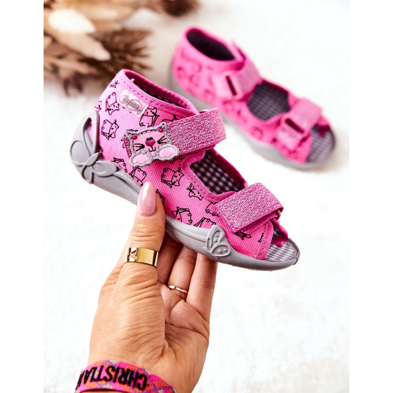 BEFADO S.A. Sandals Slippers Befado Velcro Cats 242P103 Pink 1