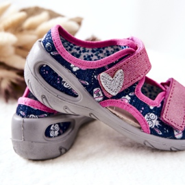 BEFADO S.A. Befado Sandals With Velcro 065X151 Navy Blue-Pink 1