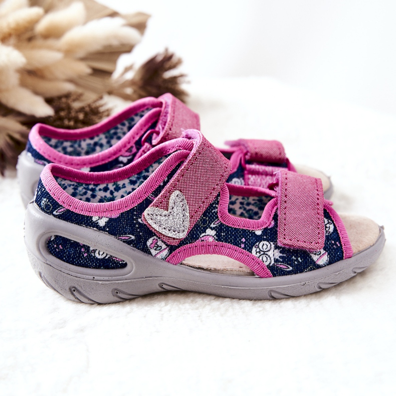 BEFADO S.A. Befado Sandals With Velcro 065X151 Navy Blue-Pink 2