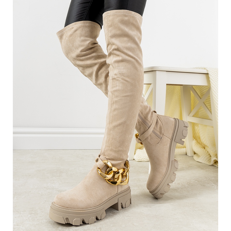 Beige boots with a thick Alines sole 1