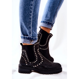 WT1 Boots Jodhpur boots On A Flat Heel Studs Black Shivers 2