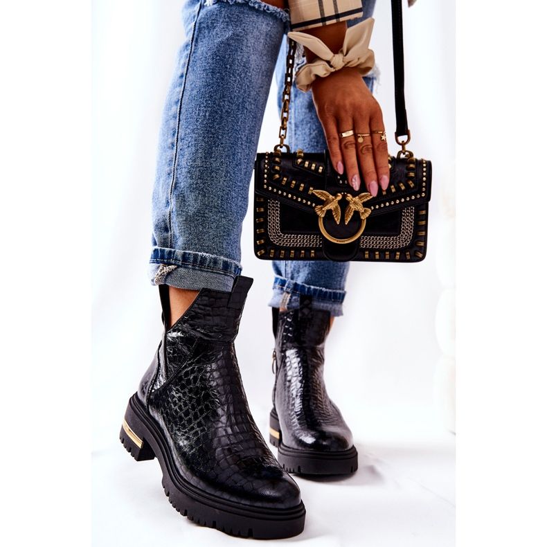 PA2 Leather Boots Warm Crocodile Black Tanya 1 PA2 Leather Boots Warm Crocodile Black Tanya 1