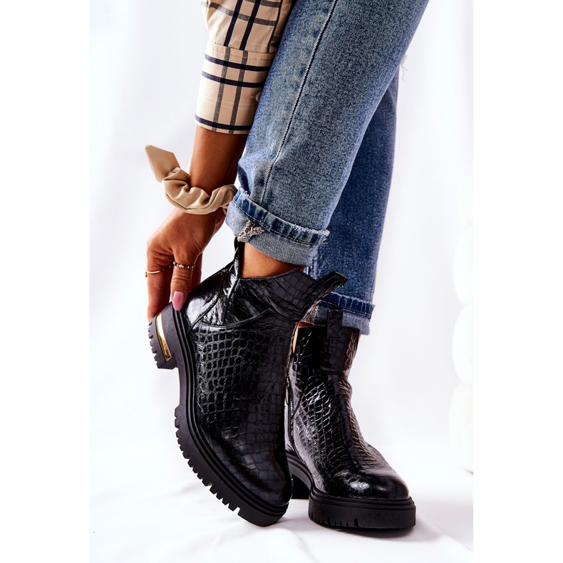 PA2 Leather Boots Warm Crocodile Black Tanya 2 PA2 Leather Boots Warm Crocodile Black Tanya 2