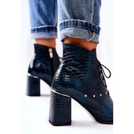 PA2 Women's Leather Boots On A Heel Green Neliko 1