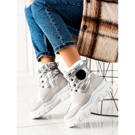 TRENDI Casual snow boots silver grey 1