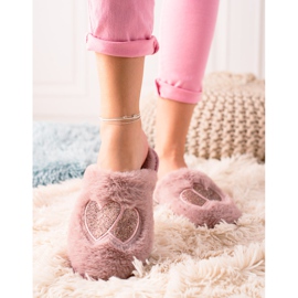 Evento Slippers With A Heart pink golden 1