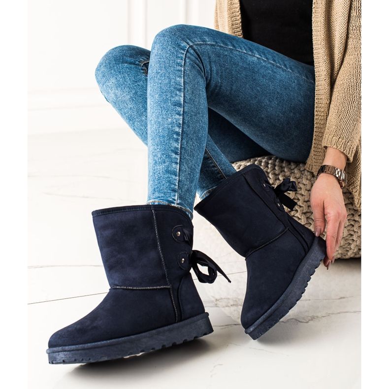 TRENDI Mukluki With A Bow navy blue 1