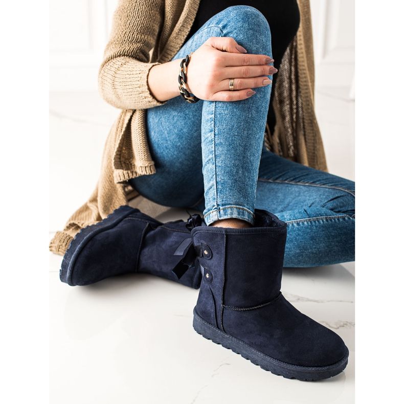 TRENDI Mukluki With A Bow navy blue 2