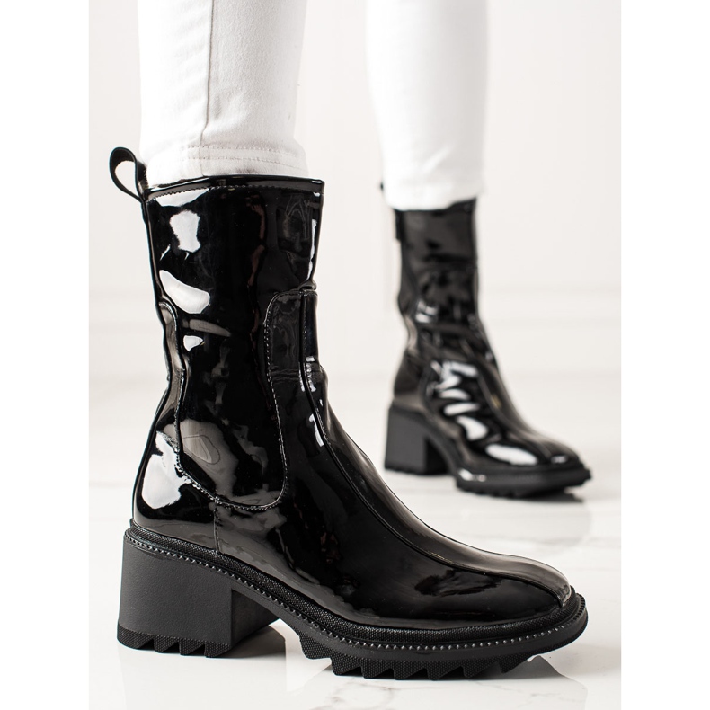 Bella Paris Black lacquered boots 2