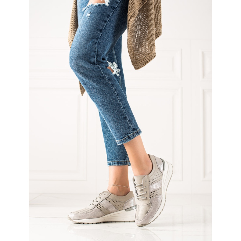 Evento Leather Silver Sneakers beige 1