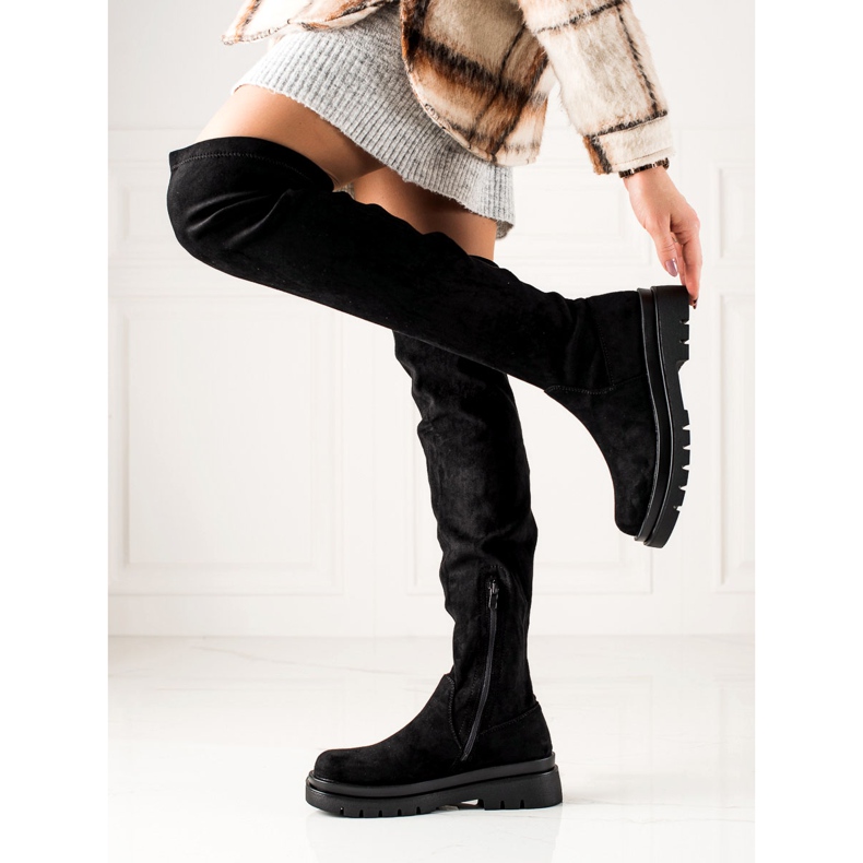 Sixth Sense Suede Boots On The Platform black 2