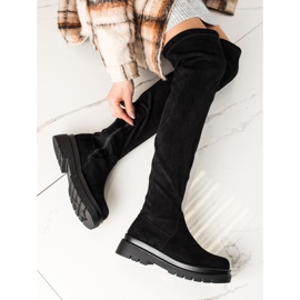 Sixth Sense Suede Boots On The Platform black 1