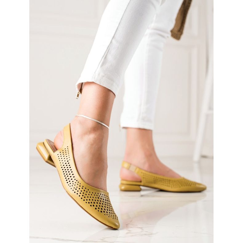 M.Daszyński Openwork Shoes With An Exposed Heel yellow 1