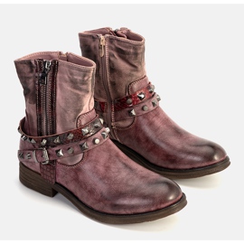 Red Elffie studded ankle boots claret brown 1