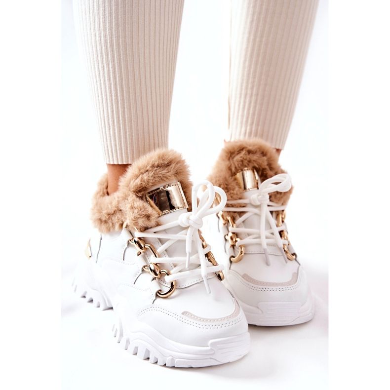 PM1 White Shiney Insulated Leather Sports Shoes 3