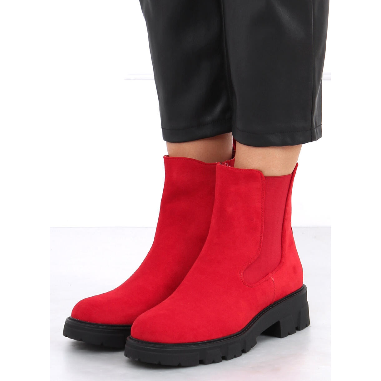 Red suede chelsea boots womens hotsell