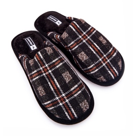 WJ1 Men's Warm Brown Checked Whisper Slippers beige 1 WJ1 Men's Warm Brown Checked Whisper Slippers beige 1