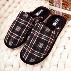 WJ1 Men's Warm Brown Checked Whisper Slippers beige 2 WJ1 Men's Warm Brown Checked Whisper Slippers beige 2