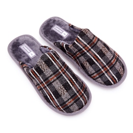 WJ1 Men's Warm Gray Checkered Slippers Whisper brown grey 1