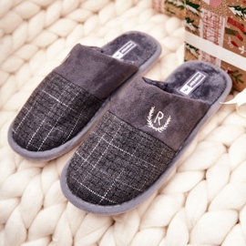 WJ1 Warm Gray Blase Checkered Slippers grey 1