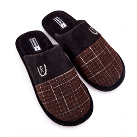 WJ1 Warm Brown Checkered Slippers Blase 2