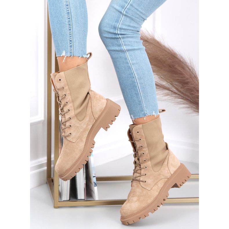 Military boots with a Nevada sock upper beige 2