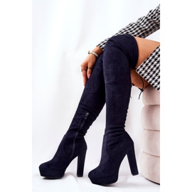 WS1 Suede Heel Boots Navy Blue Minesa 2 WS1 Suede Heel Boots Navy Blue Minesa 2