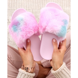 Emy Pink ombre fur slippers purple blue 2