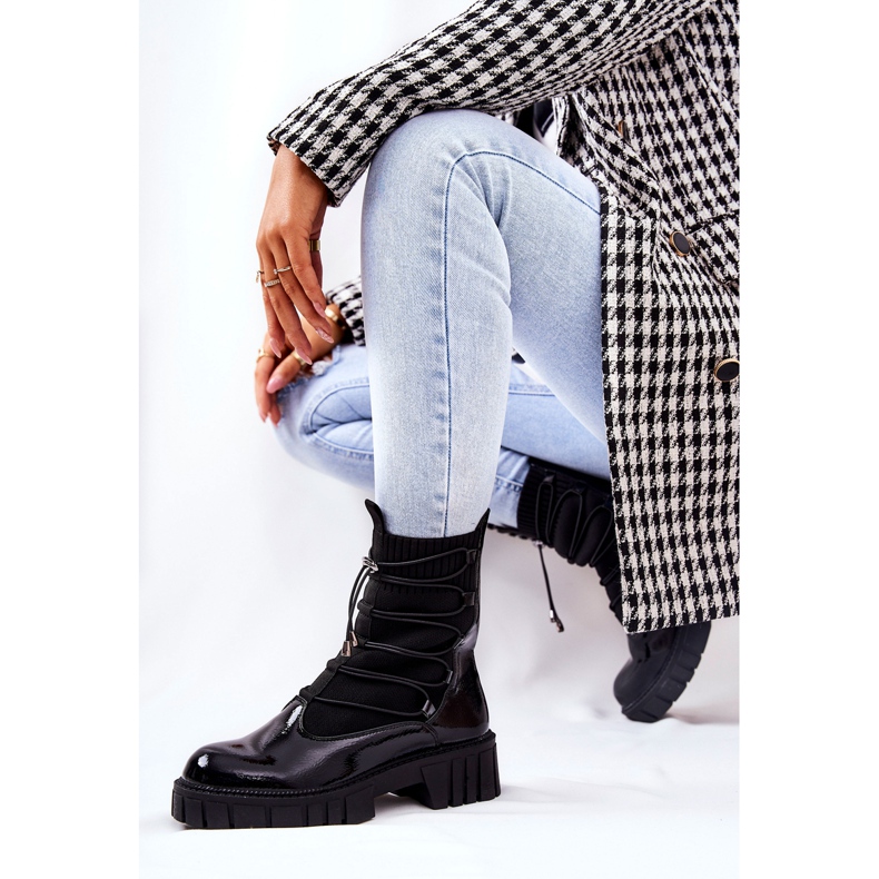 PL4 Lacquered Boots Workers With a Sock Black Connor 1