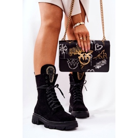 PL4 Black suede boots with Elaina embellishments 2