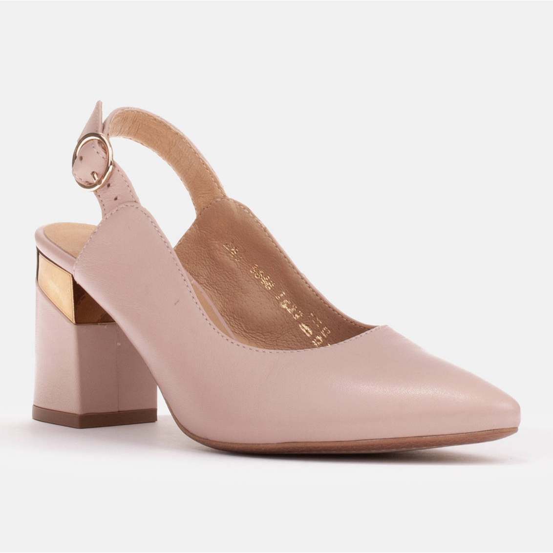 Marco Shoes Beige pumps with a heel insert pink KeeShoes