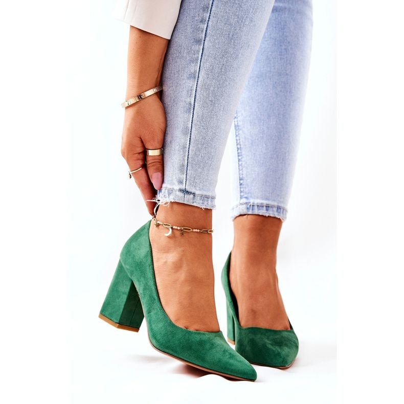 WS1 Pumps On A Pole Suede Green Florena 1