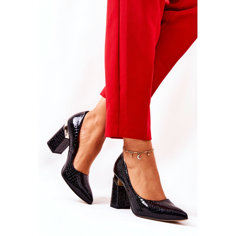 Lewski Shoes Leather Pumps Lewski Snake 3117 Black 2