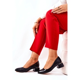Lewski Shoes Leather Snakeskin Pumps Lewski 3118 Black 1