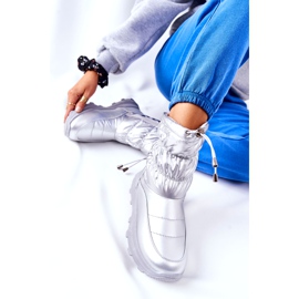 PE1 Women's Silver Starbone Warm Snow Boots With Zipper 2