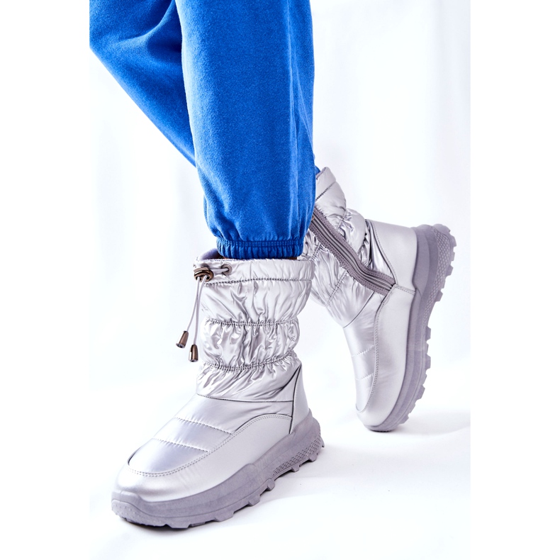 PE1 Women's Silver Starbone Warm Snow Boots With Zipper 4