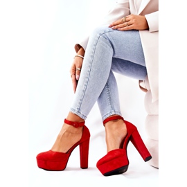 WS1 Pumps On A Post Red Netel Suede Platform 1