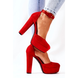 WS1 Pumps On A Post Red Netel Suede Platform 2